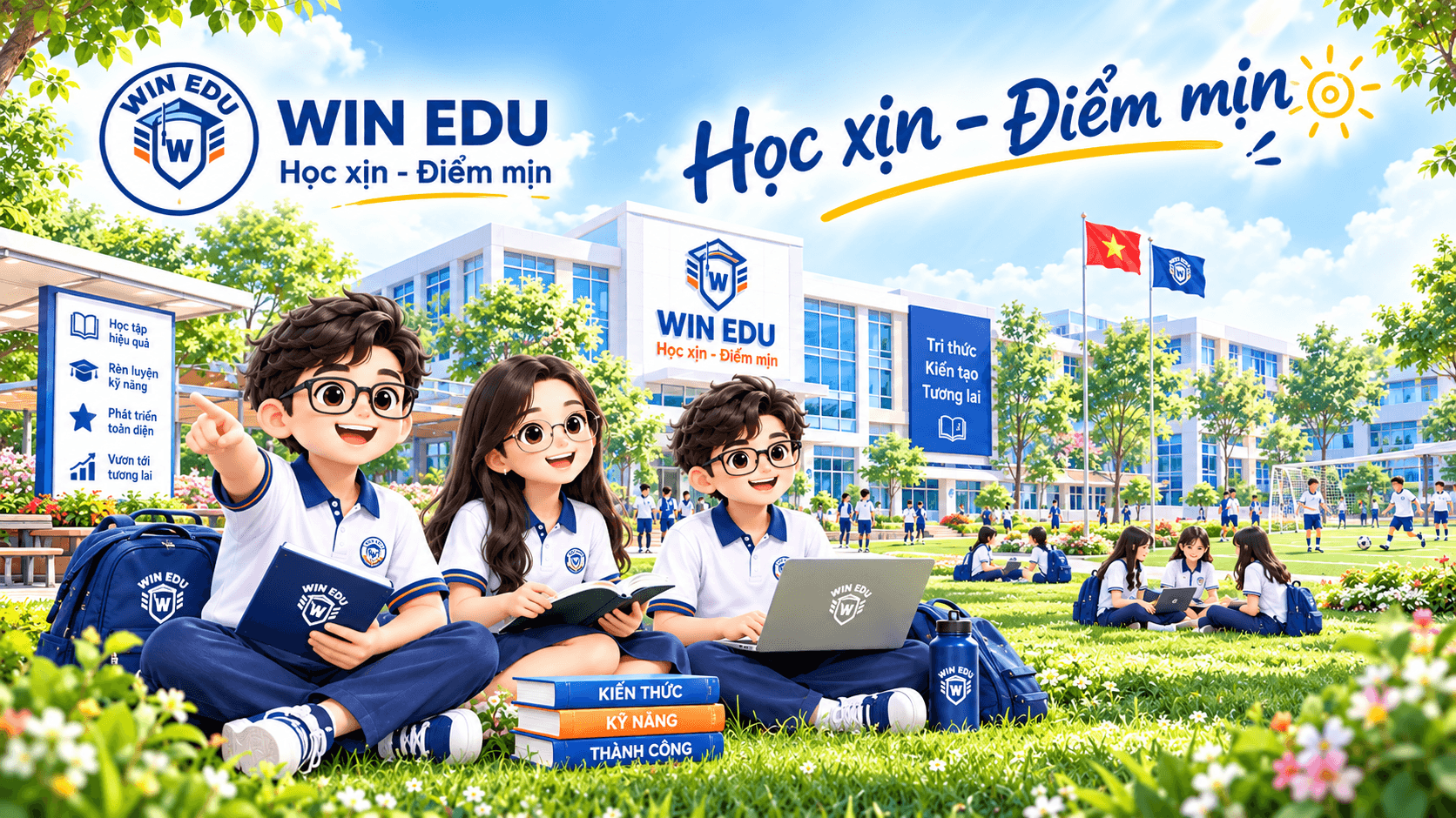 Học sinh WIN EDU trong khuôn viên trường — Học xịn, Điểm mịn